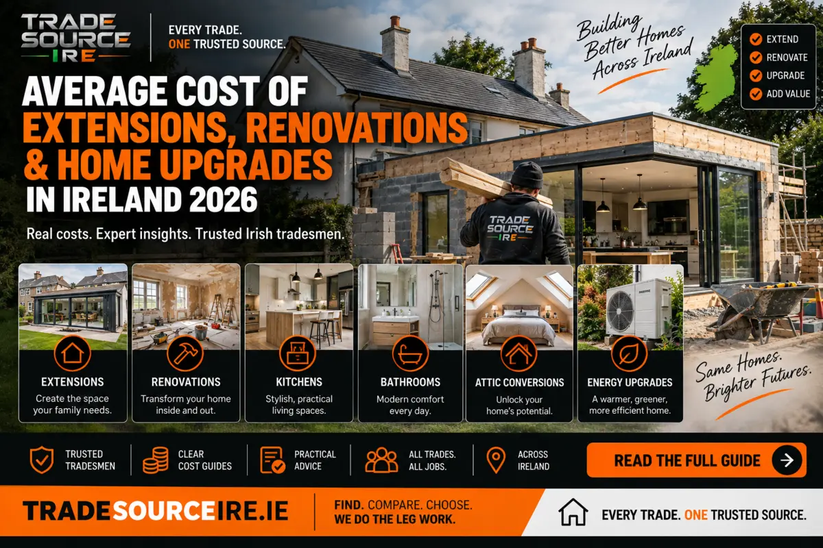 Trade Source IRE guide to extension, renovation and home-upgrade costs in Ireland in 2026