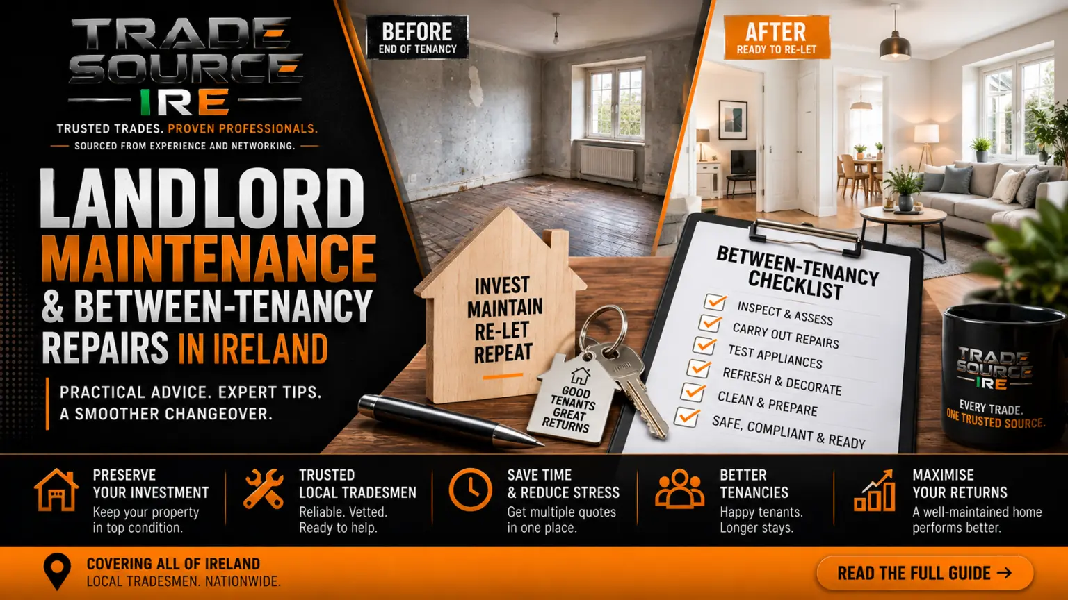 Trade Source IRE landlord maintenance and between-tenancy repairs guide for rental properties in Ireland