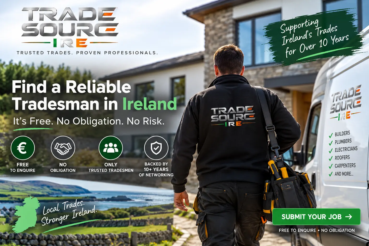 Trade Source IRE guide explaining how to find a reliable tradesman in Ireland with a free, no-obligation project enquiry