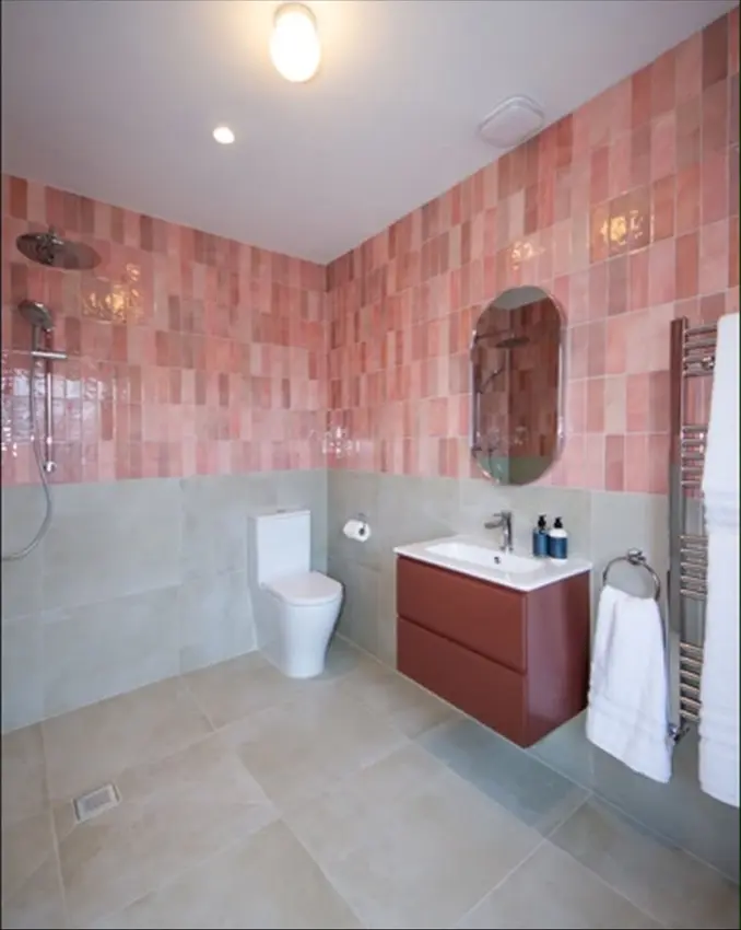 DIY SOS Bray: red tiled shower room and vanity