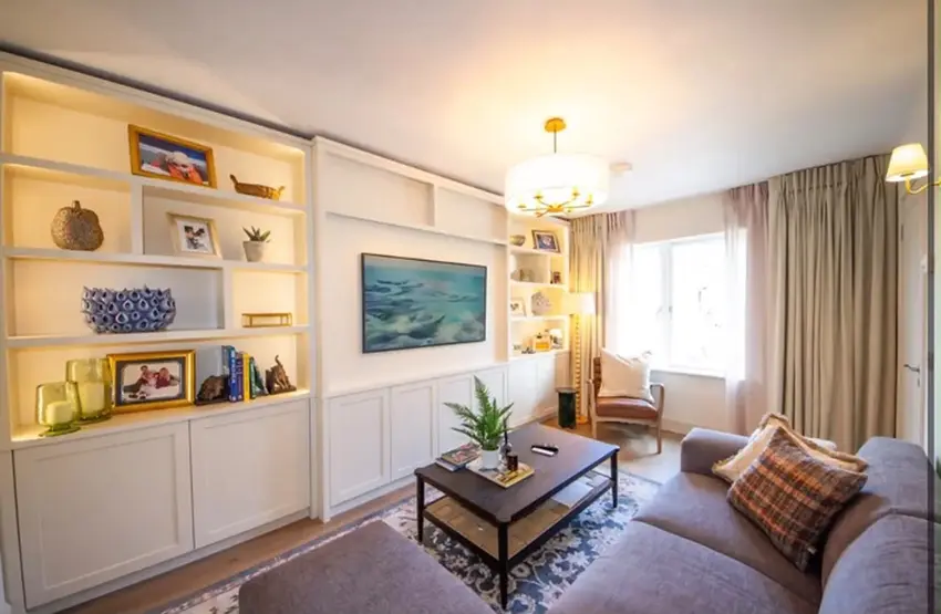DIY SOS Bray: living room with display shelving