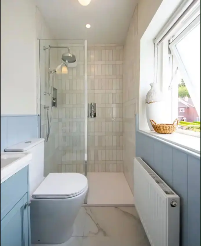DIY SOS Bray: completed shower room with tiled walls
