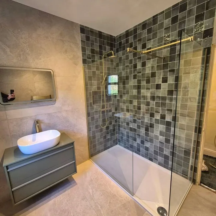 Tiled walk-in shower and bathroom vanity project in Dublin