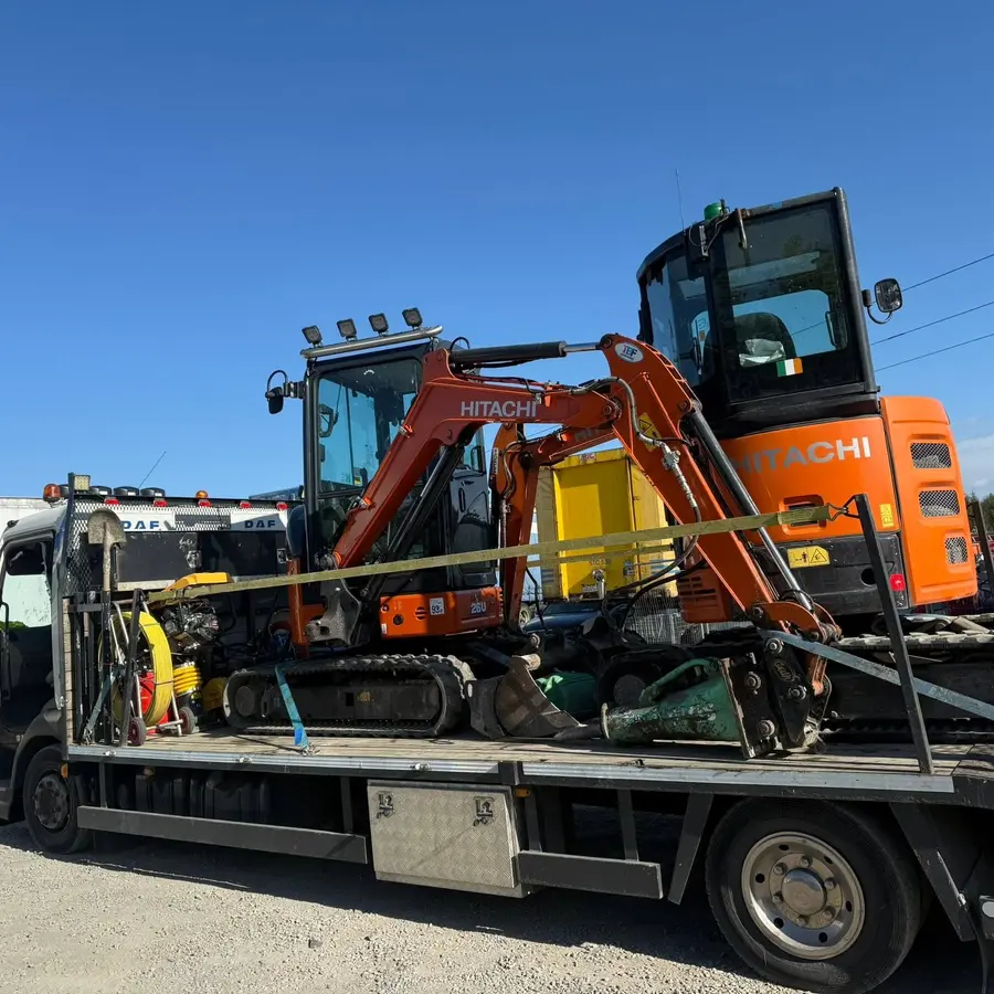 Excavator and plant equipment transported to site