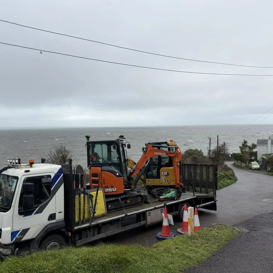 Casey Civils plant and support vehicle at a roadworks site
