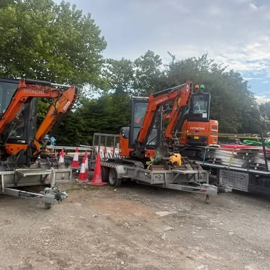 Excavators and roadworks plant prepared for transport