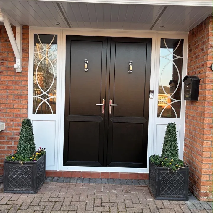 Completed entrance door installation by Claxton Windows and Doors