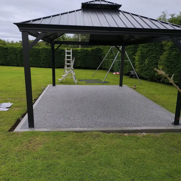 Completed outdoor gazebo and paved area