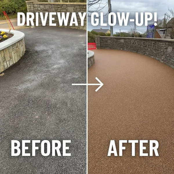 Before-and-after driveway surface finish