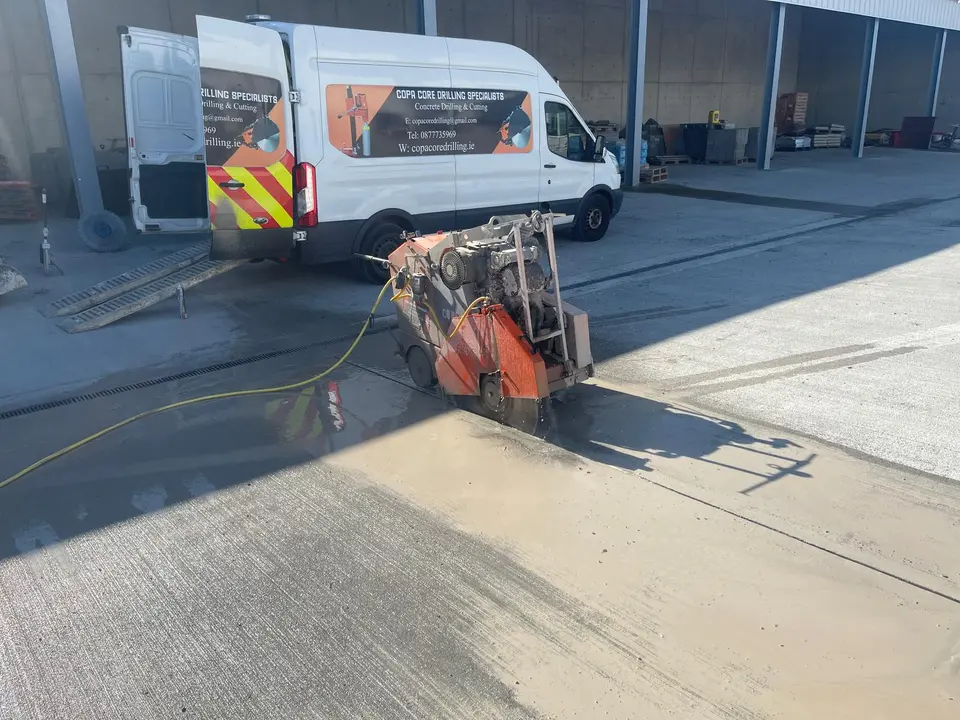 COPA road sawing equipment working on an external slab