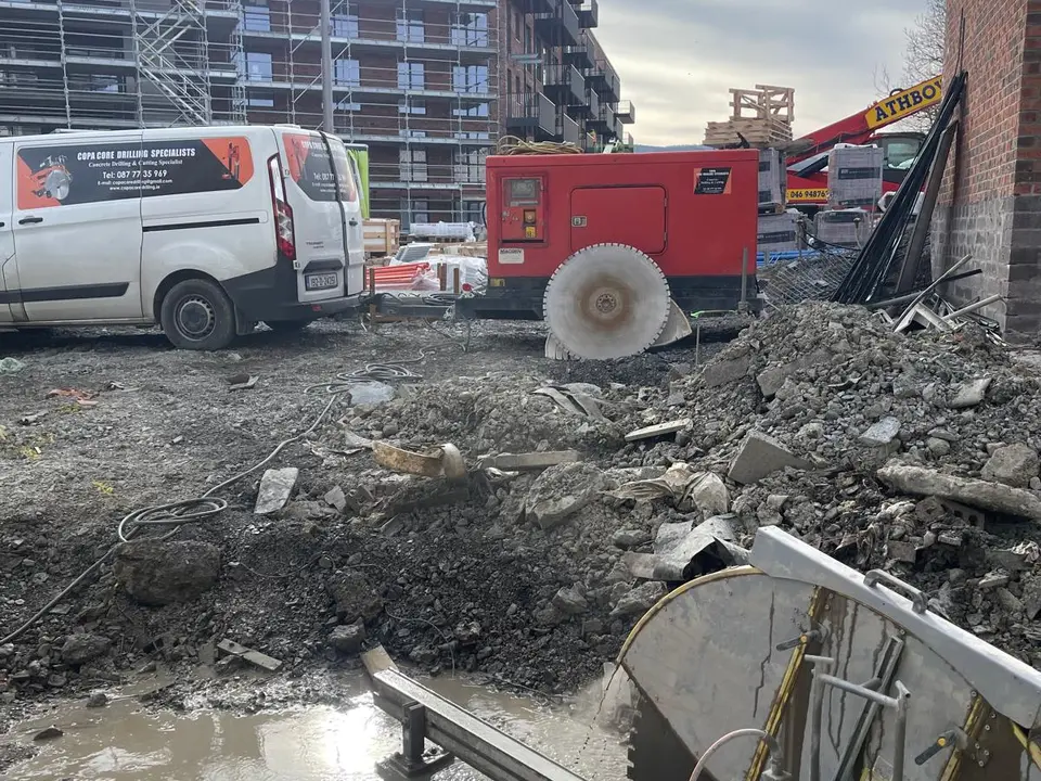 COPA wall-sawing equipment on a construction site