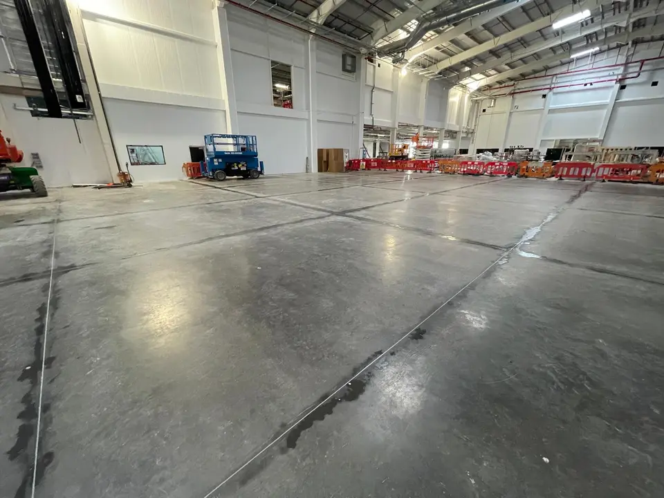 Completed concrete floor joint-sealing project