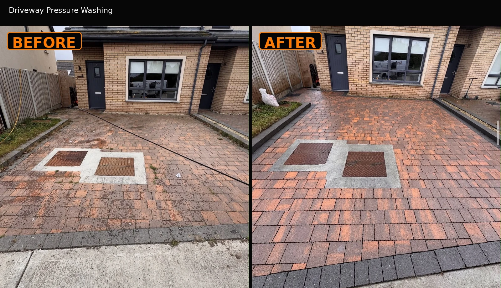 Before and after driveway pressure washing by Croke Property Maintenance