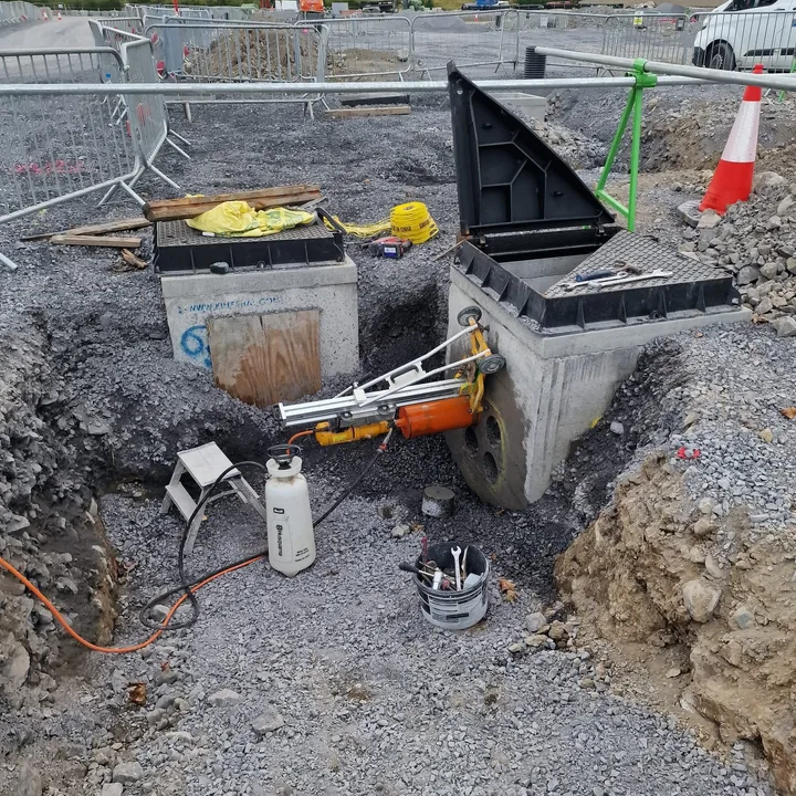 Specialist concrete cutting in progress by Derrypark Construction Ltd