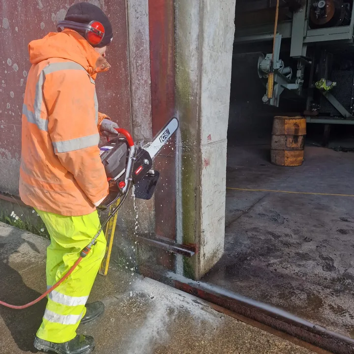 Concrete cutting in progress by Derrypark Construction Ltd