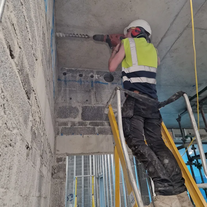 Specialist wall drilling work by Derrypark Construction Ltd