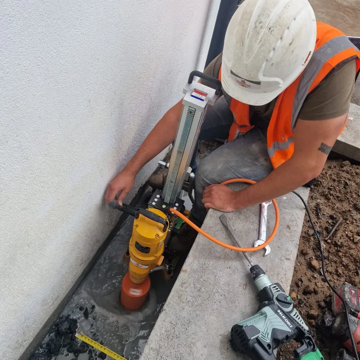 Specialist drilling work on a construction site by Derrypark Construction Ltd