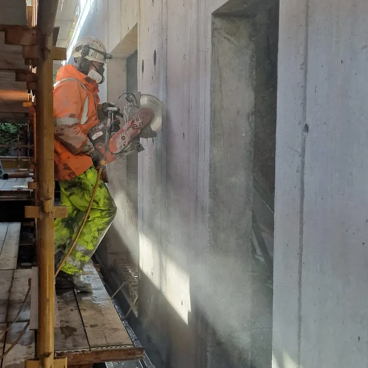 Core drilling equipment installed for service openings by Derrypark Construction Ltd