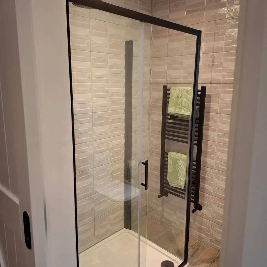 Completed walk-in shower and bathroom renovation