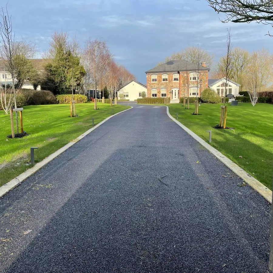Completed driveway and residential development entrance