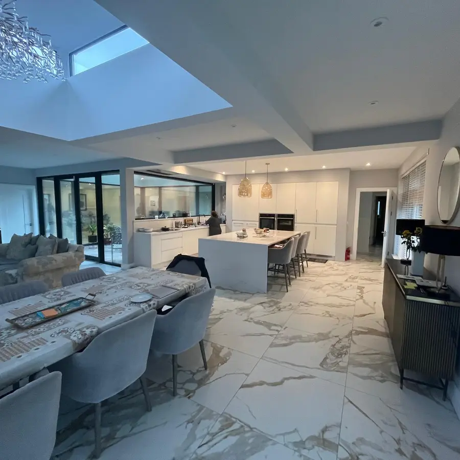 Completed open-plan kitchen and dining renovation