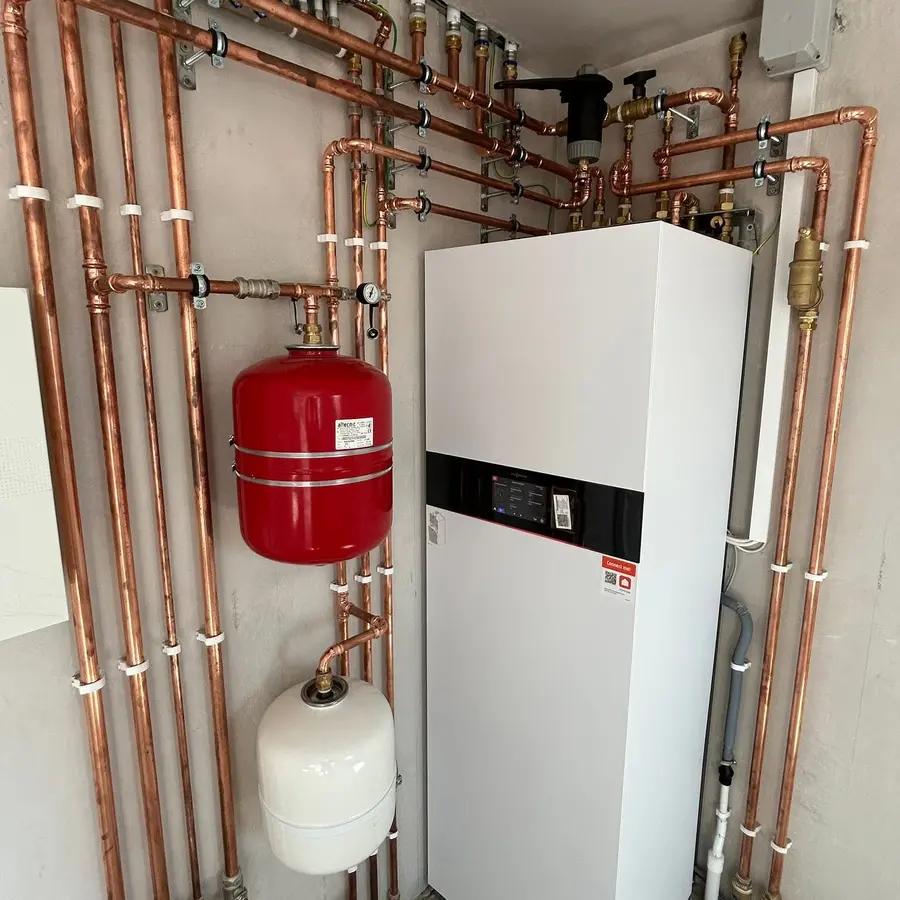 Completed heating plant room and pipework installation