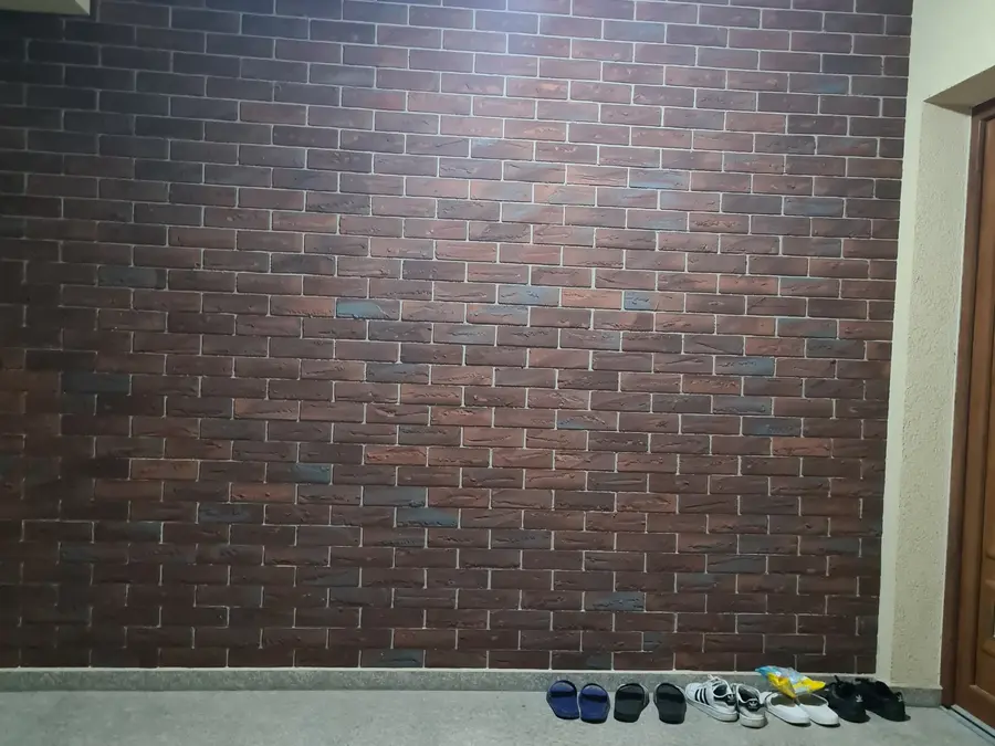 Finished interior brick feature wall