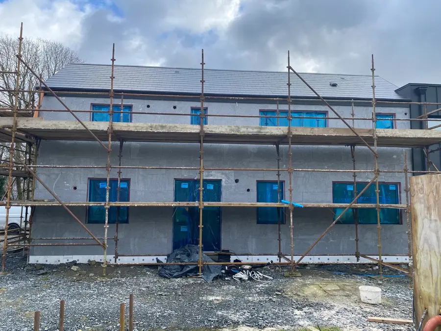 Scaffolding around a residential building project