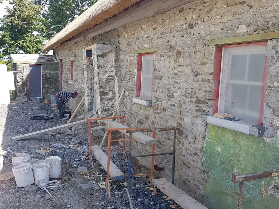 Traditional wall prepared for exterior restoration