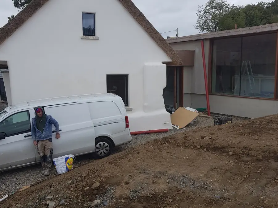 Finished rendered side elevation of a restored cottage