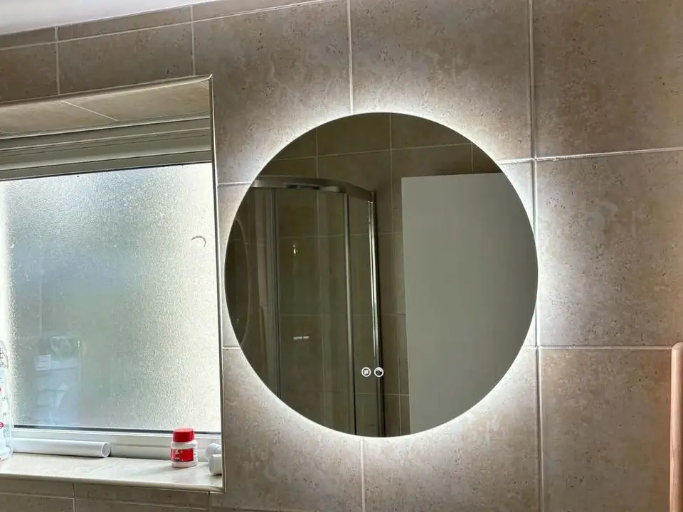 JK Electrical backlit LED bathroom mirror installation