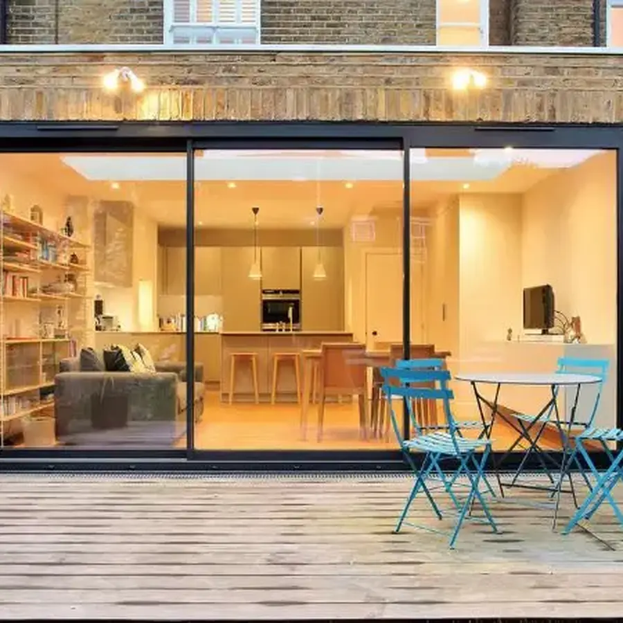 Completed glazed house extension