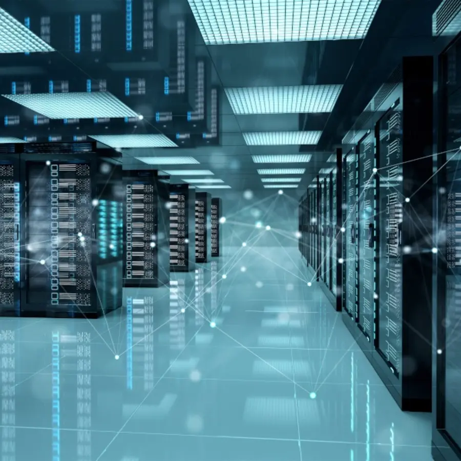 Mellett completed data hall with server racks and electrical services