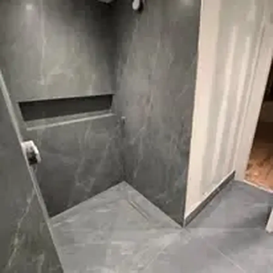 Completed tiled shower enclosure