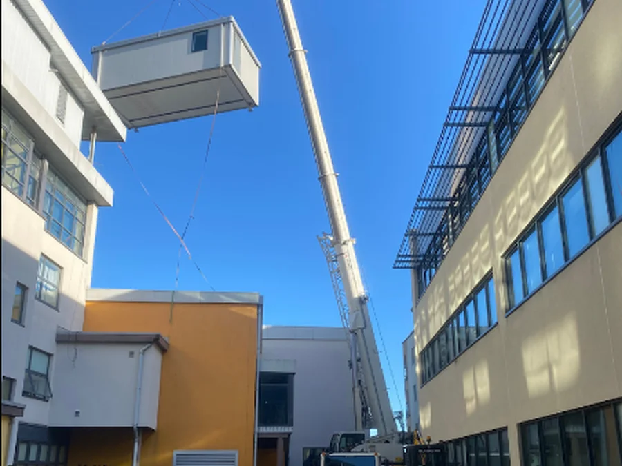 Commercial construction and crane lift project by Paul Smyth Building Services
