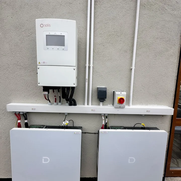 Solar PV inverter and battery installation in the R.F Electrical Services project gallery