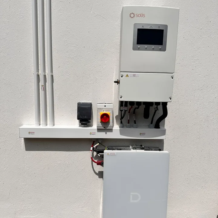 Solar PV inverter and battery system in the R.F Electrical Services project gallery