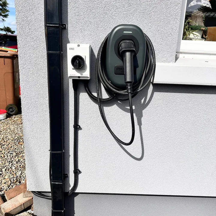 Home EV charger installation in the R.F Electrical Services project gallery