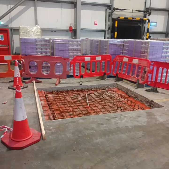 Industrial floor opening and controlled work area by T Connell & Sons Contracting Ltd