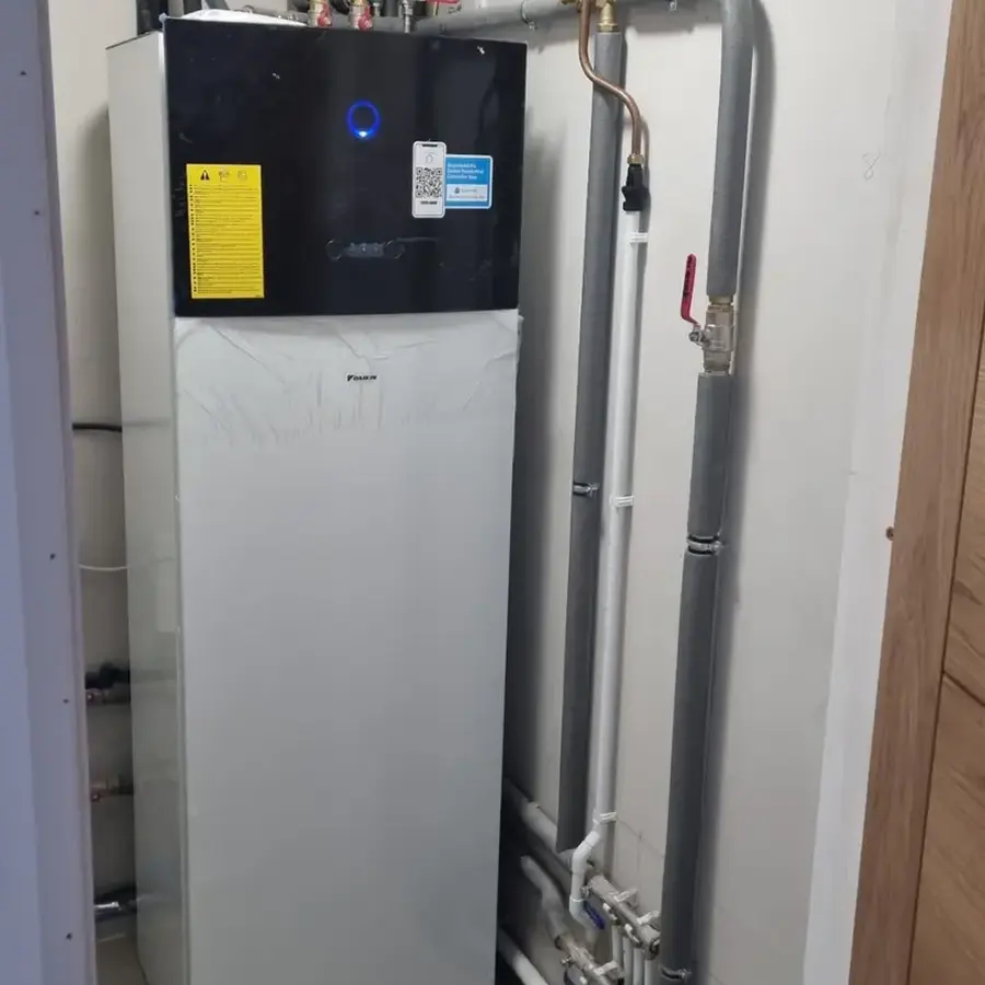 Completed air-to-water heat-pump installation