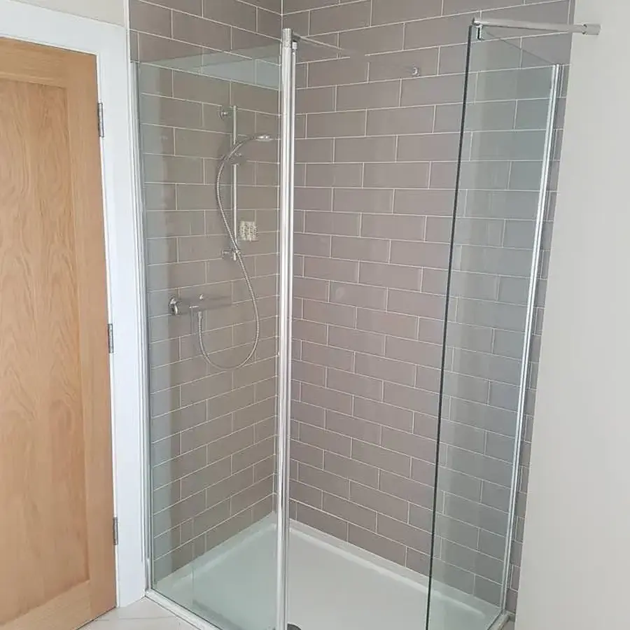 Completed shower enclosure installation
