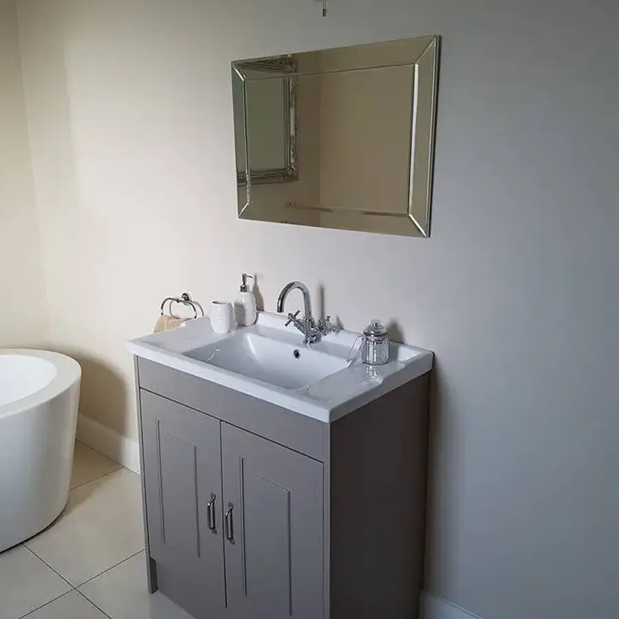 Completed bathroom vanity and sanitaryware